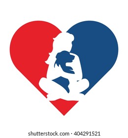 love and dog logo vector. 