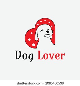 Love dog logo vector, suitable for animal lovers, animal community, pets or related to dog animal character.