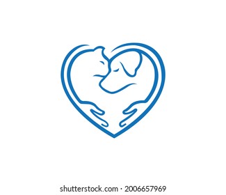 Love Dog, paw logo and icon design vector.