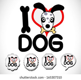I Love Dog Signs With Heart And Text