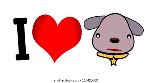 I Love Dog symbol and cute Dog 