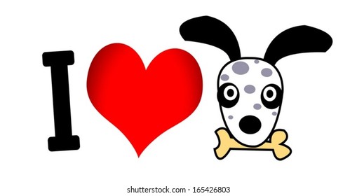 I Love Dog symbol and cute Dog 
