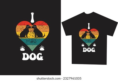 
I Love dog t-shirt design. eps file. I love dog retro, vintage dog lover t-shirt design. Graphic for  typographic t-shirt design vector. Typography modern brush text isolated on black background.