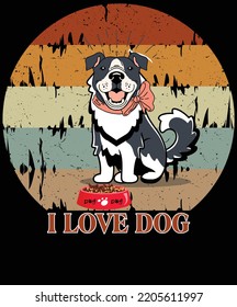 I Love Dog typography vector t-shirt design.
