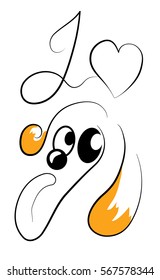 I love dog – Vector graphic print for t-shirt.