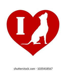 I love dog vector illustration American Pit Bull Terrier silhouette in heart