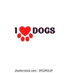 I love dogs. Black lettering on a white background calling for the love of animals. 