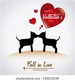 love dogs over gray background vector illustration 