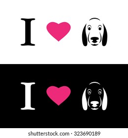 I love dogs symbolic message on white background and black background