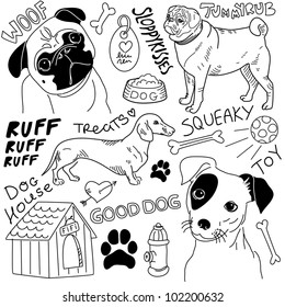 I love Dogs! vector doodles set