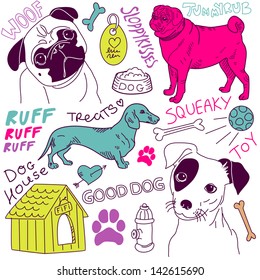  love Dogs! vector doodles set