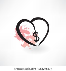 love dollar grunge icon