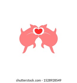Love dolphin logo design template