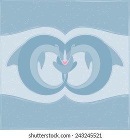 Love dolphins card for congratulations. vector format.
