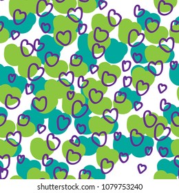 Love doodle background with hearts. Vector hand drawn grunge background