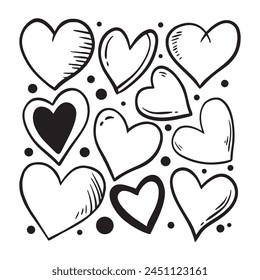 love doodle collection set hand drawn black and white
