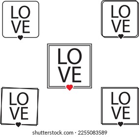 Love doodle frame, frame with heart,   SVG Vector svg