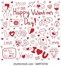 Love Doodle: Hand drawn heart and words love doodle.
