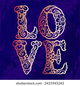 Love doodle hand lettering typography illustration vector