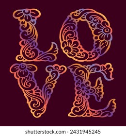 Love doodle hand lettering typography illustration vector