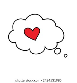 Love doodle icon. Speech bubble with a heart inside. Vector outline sketch.