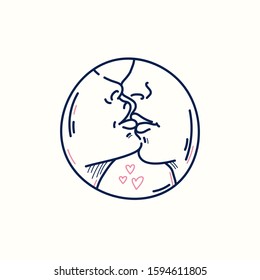 Love doodle kiss icon isolated on white, hand drawn vector illustration. Happy Valentine's Day. Concept for card, children print, social media post