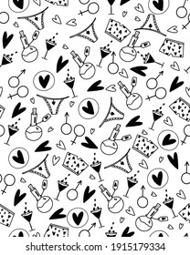 Love doodle pattern. Valentine`s day romantic pattern