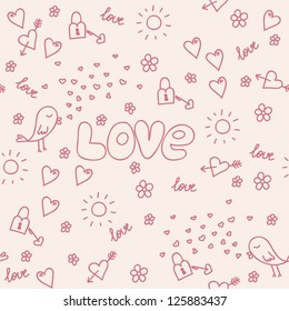 love doodle seamless pattern