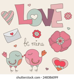 Love doodle set. Vector illustration.