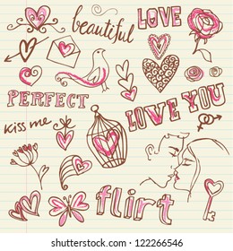 Love doodle set with words