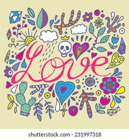 Love doodle. Vector illustration.