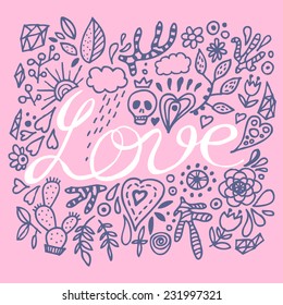 Love doodle. Vector illustration.