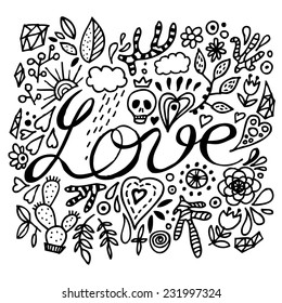 Love doodle. Vector illustration.