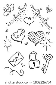 Liebe doodle Vektorgrafik mit handgezeichnet Linie Art-Vektorgrafik.