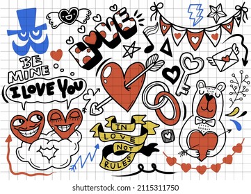 Love doodles background, Love Illustration