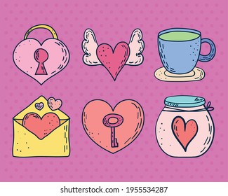 love doodles collection on background