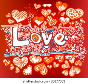 Love doodles, text