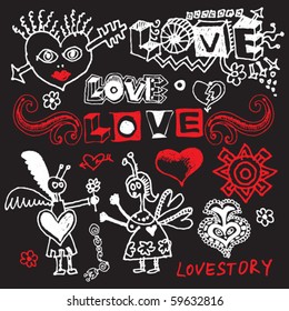 love doodles, vector design elements