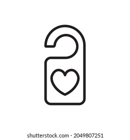 Love Door Hanger Outline Vector Illustration