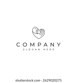love dove care symbol vector logo in line art design style