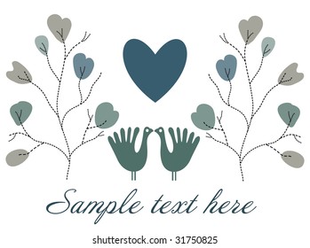 Love and dove. Vector illustration.