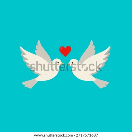 Love doves in flat pastel style for wedding romance. Perfect for invitations, love symbols, wedding branding, and romantic visual designs.