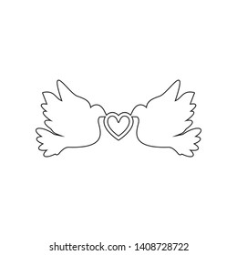 love doves keep heart icon. Element of valentine's day, wedding for mobile concept and web apps icon. Outline, thin line icon for website design and development, app development