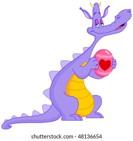 In love dragon holding Easter egg