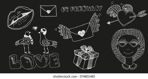 Love. Drawing by hand on a black background