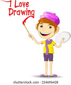 I Love Drawing with Cute Painter Concept