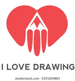 Diseño del logotipo del dibujo de amor con color blanco rojo