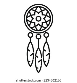 Love dream catcher icon outline vector. Indian native. Aztec art