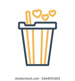 Bebida de amor Esquema de Vector audaz Icono que se puede modificar o editar fácilmente 