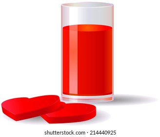 Love drink with two hearts vector
